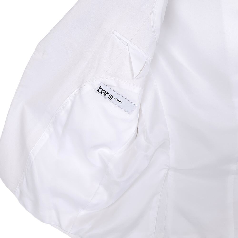 Bar III Mens Slim Fit Sport Coat Blazer 36S White Solid Linen Cotton Blend NWT - Picture 8 of 16